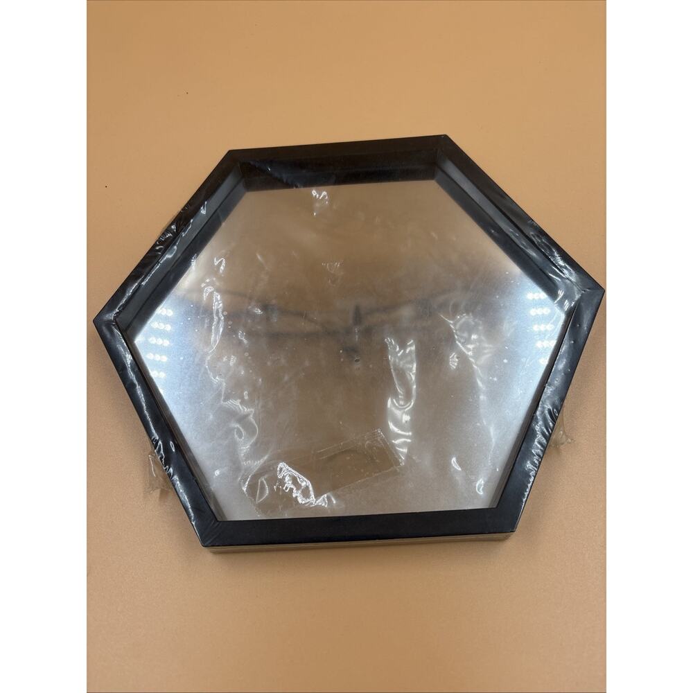 Hexagon Wall Mirror with White Frame - 9.625 in Wall Or Shelf Decor
